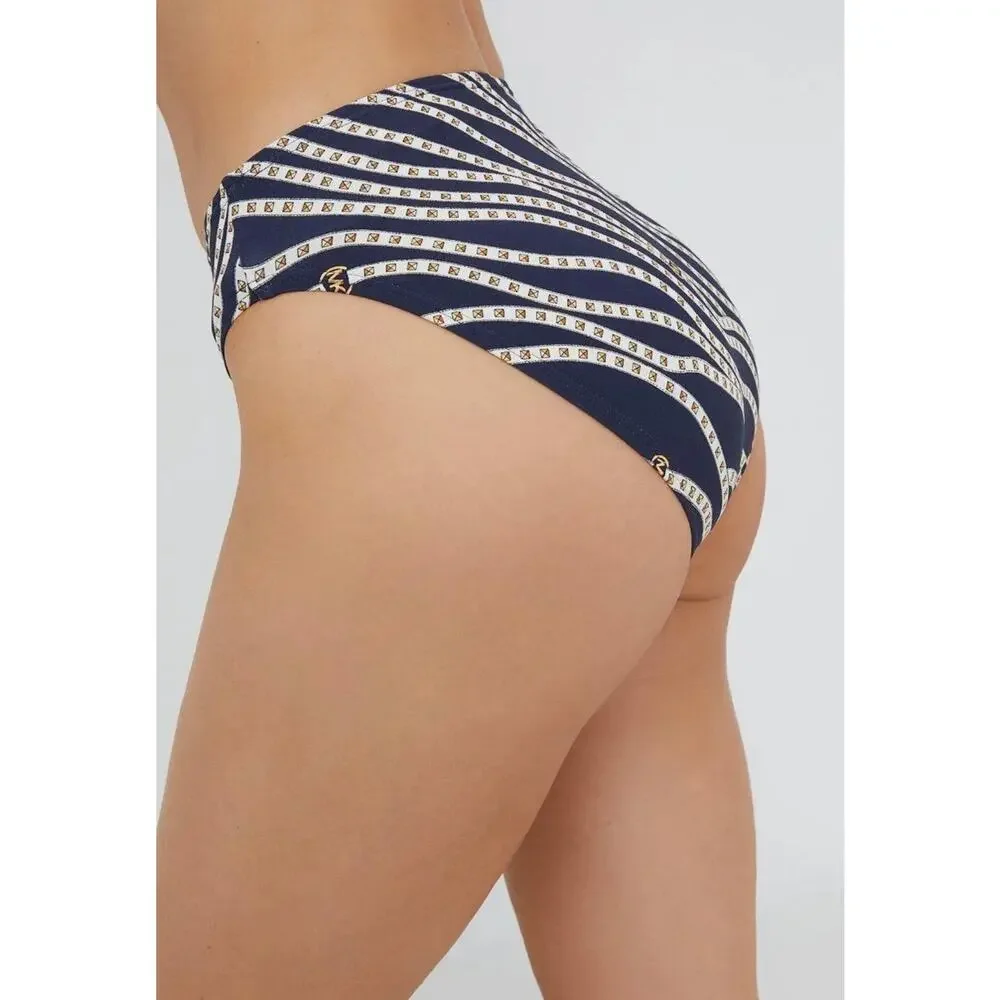 Michael Kors Navy Cream Bikini Bottom M NWOT